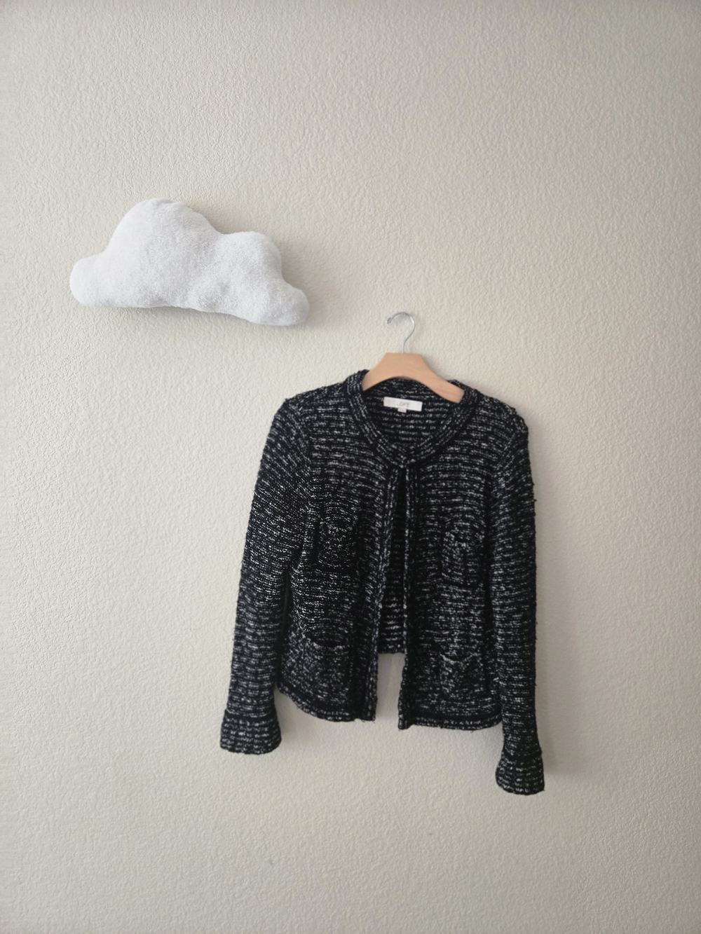 Vintage LOFT Black White Textured Knit Cardigan Jacket XL